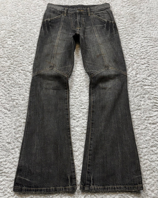 Tornado Mart Studded Backlace Up Flared Jeans