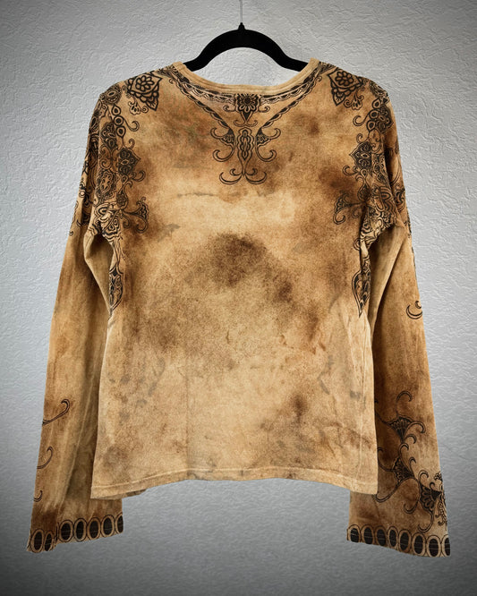 Share Spirit Tribal Sepia Washed Longsleeve Shirt