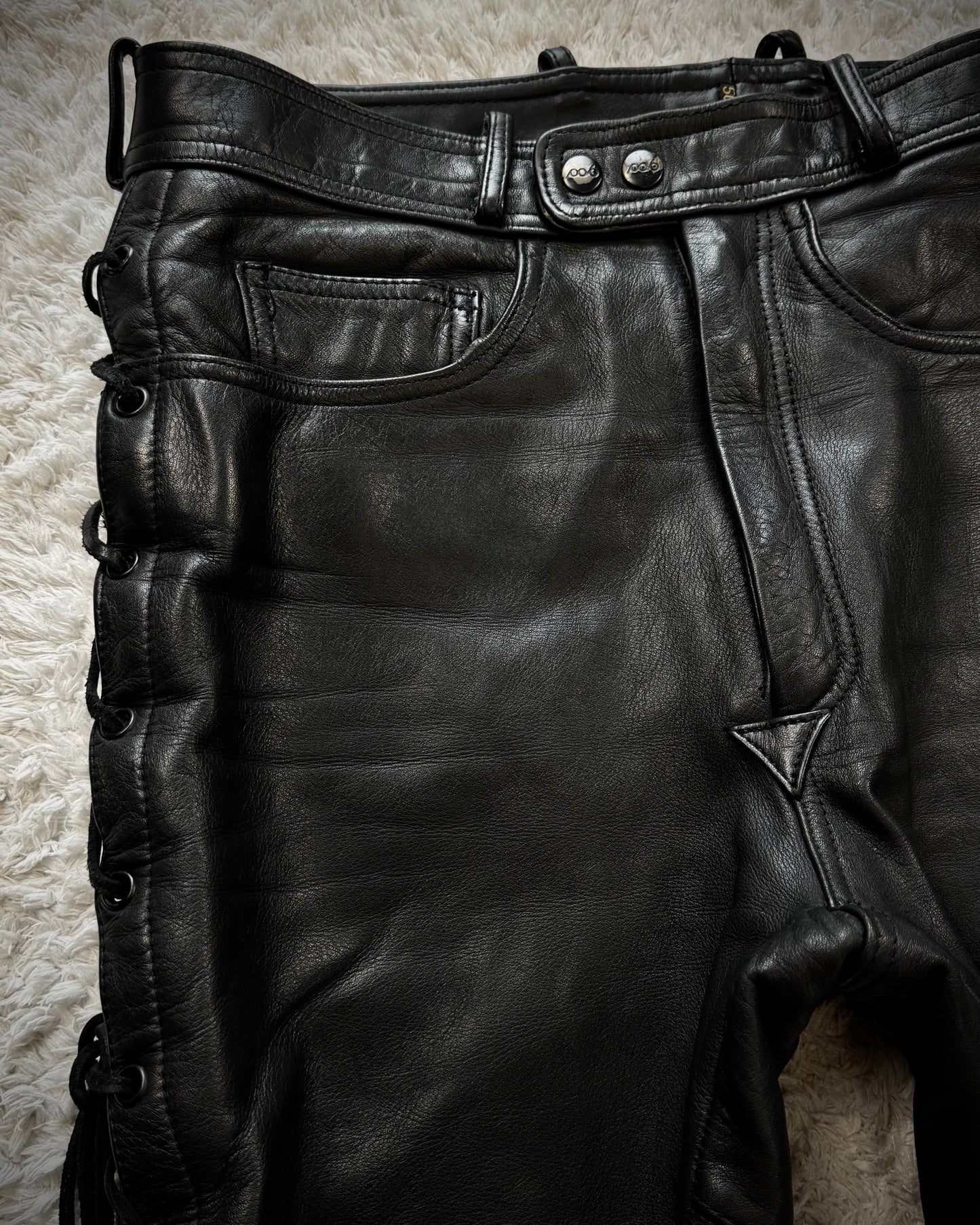 Polo Leather Lace Up Biker Pants