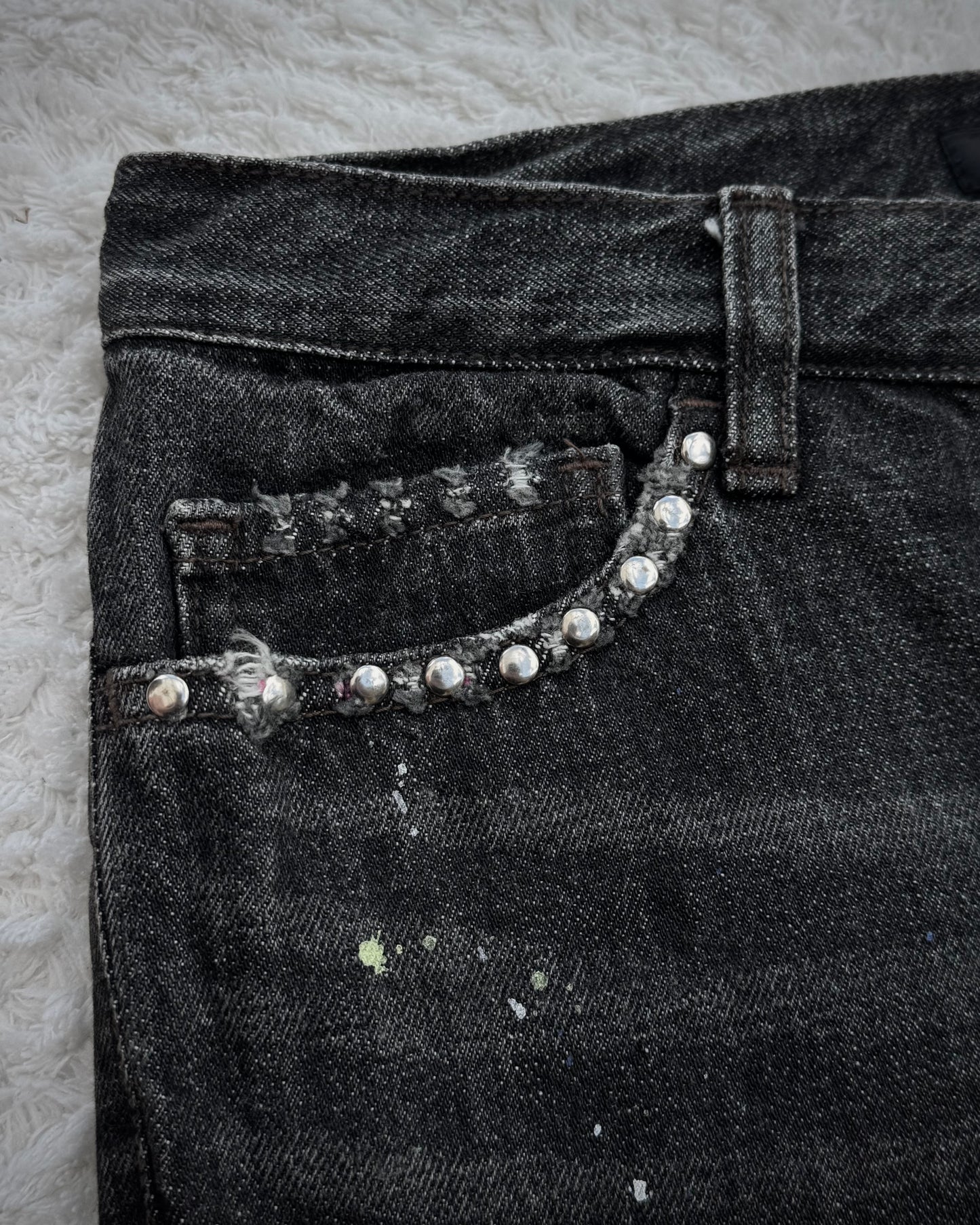 Schlüssel Snakeskin Patches Distressed Bootcut Denim