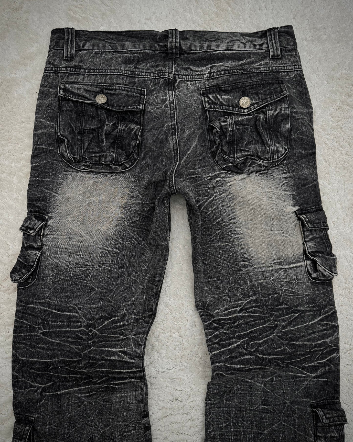 Lowbox Heavy Washed Flared Cargo Pants