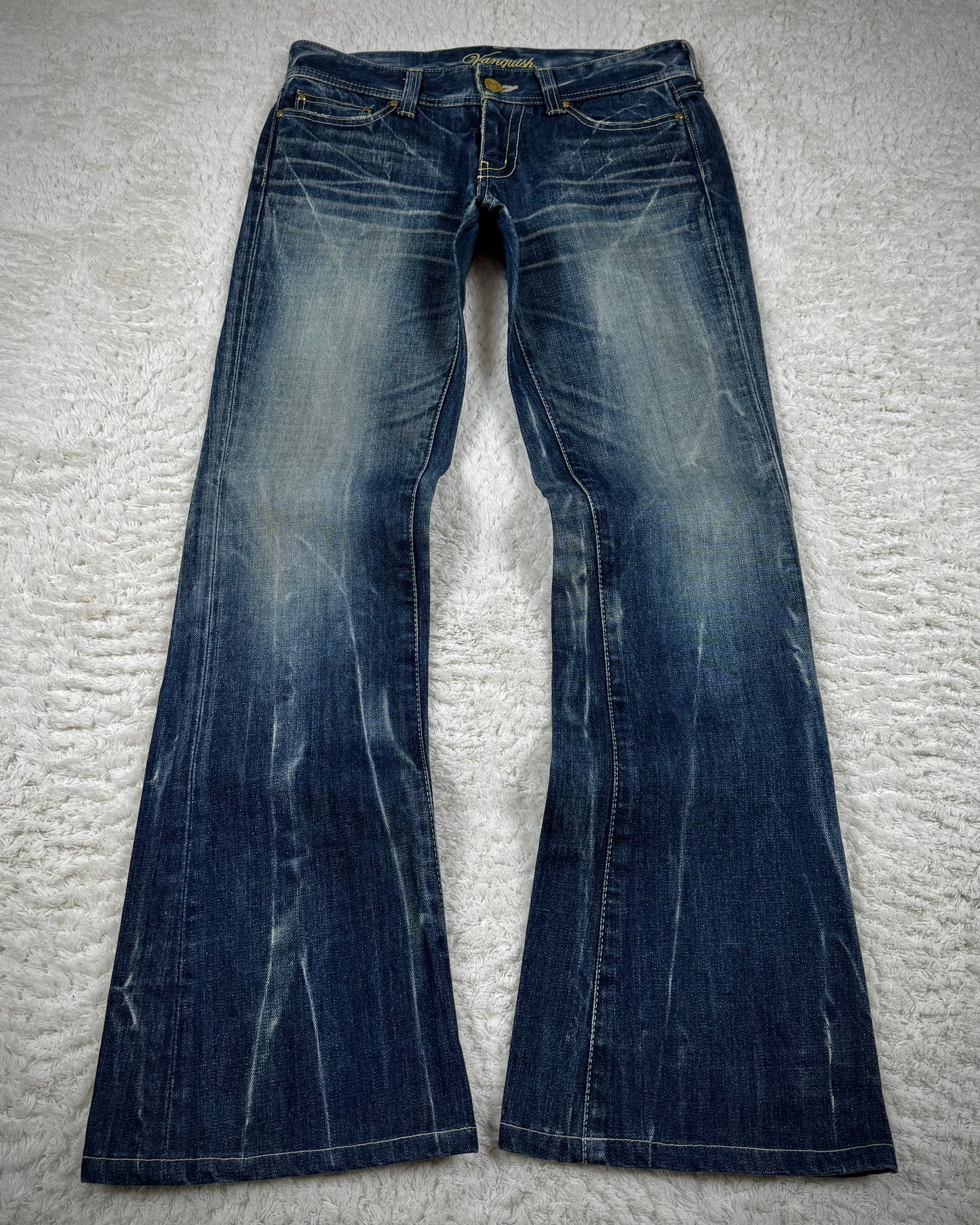 Vanquish Whisker Washed Flared Jeans