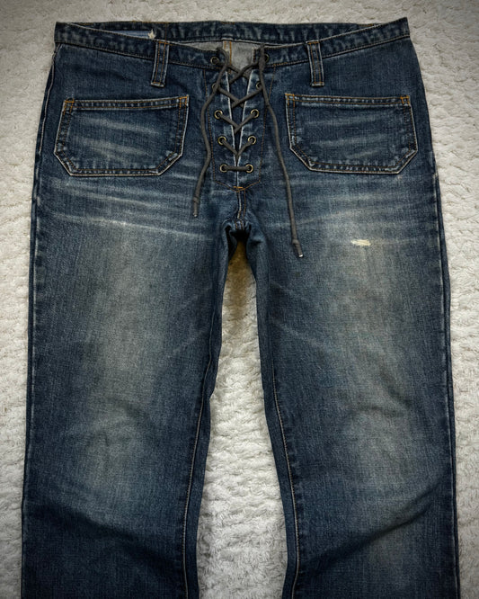 Booger Rooger Vintage Lace Up Flared Jeans