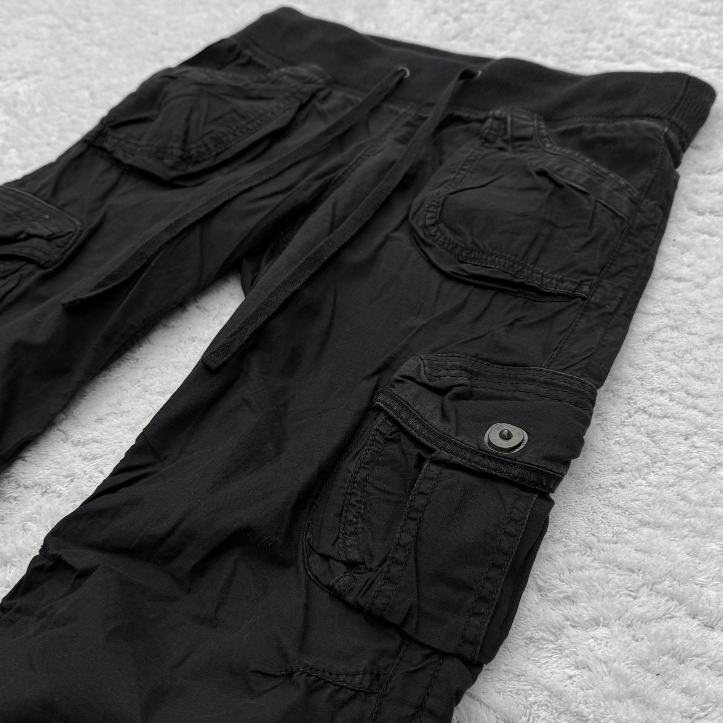 G.O.A Black Gas Mask Flared Cargo Pants