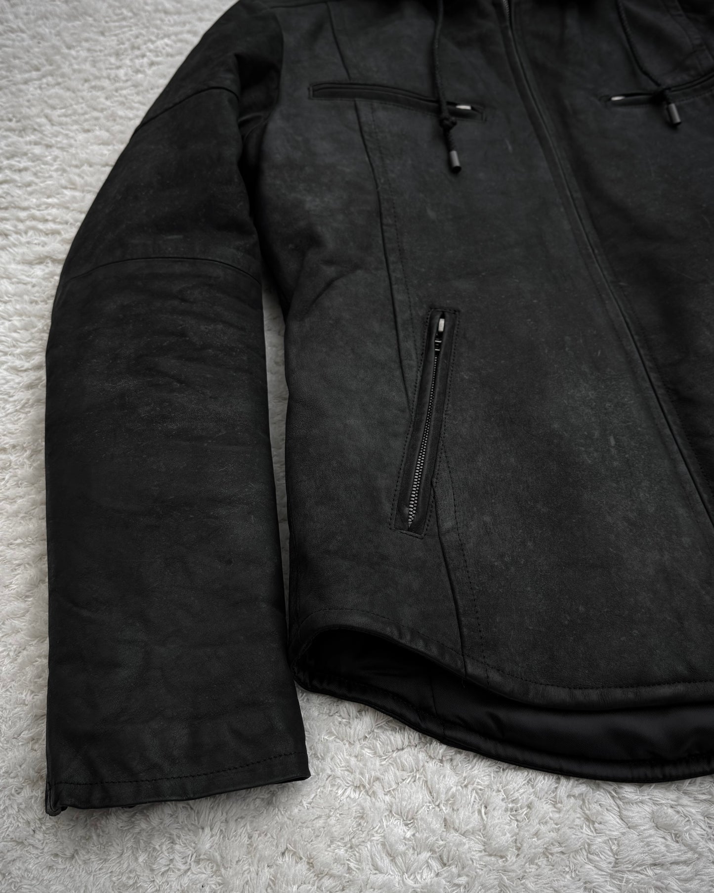 5351 Pour Les Hommes Hooded Sheepskin Leather Jacket