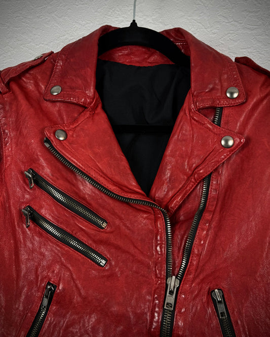 Blood Quilted Leather Biker Jacket