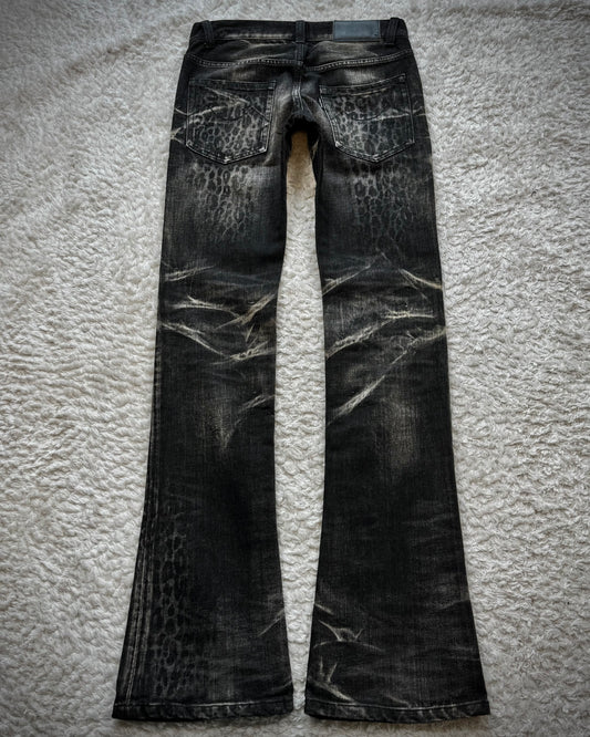 Tornado Mart Leopard Clawmarks Washed Slim Bootcut Jeans