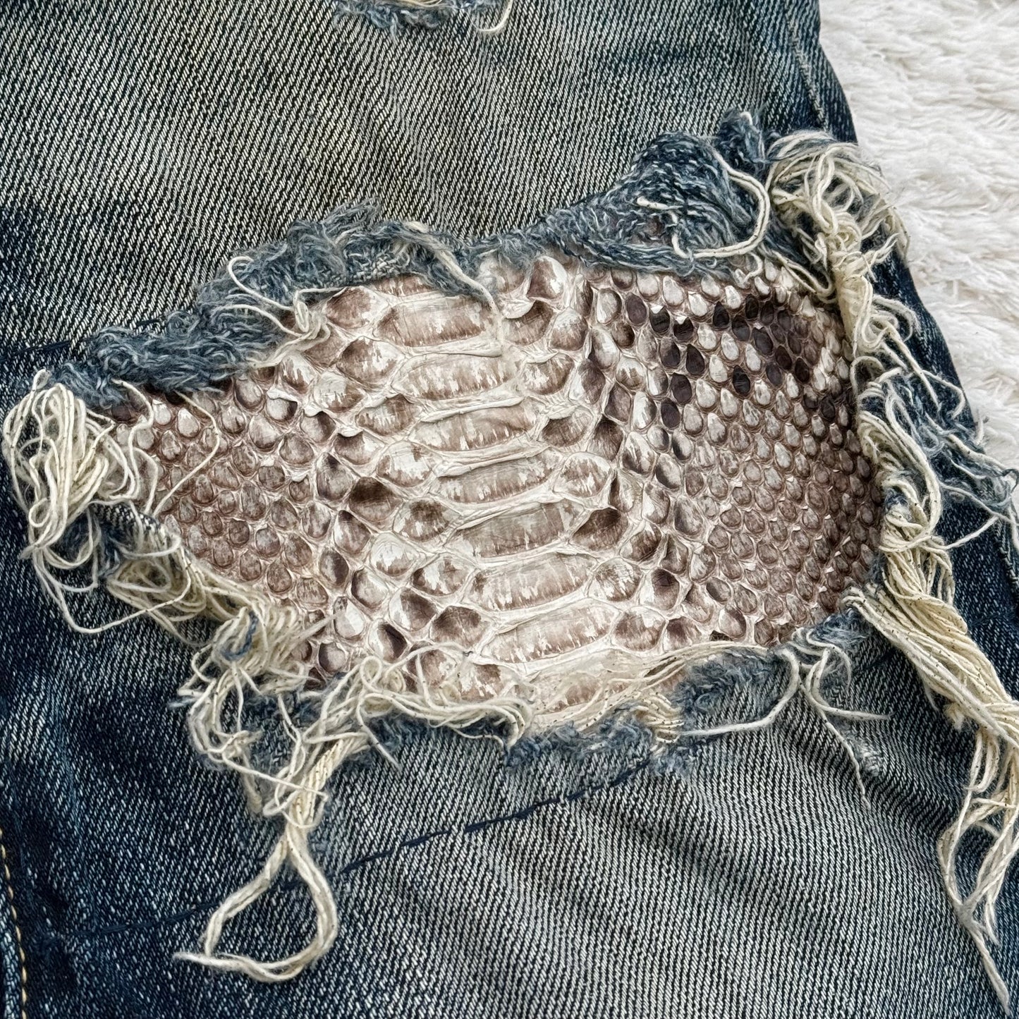 Tornado Mart Python Repaired Bell Bottom Flared Jeans