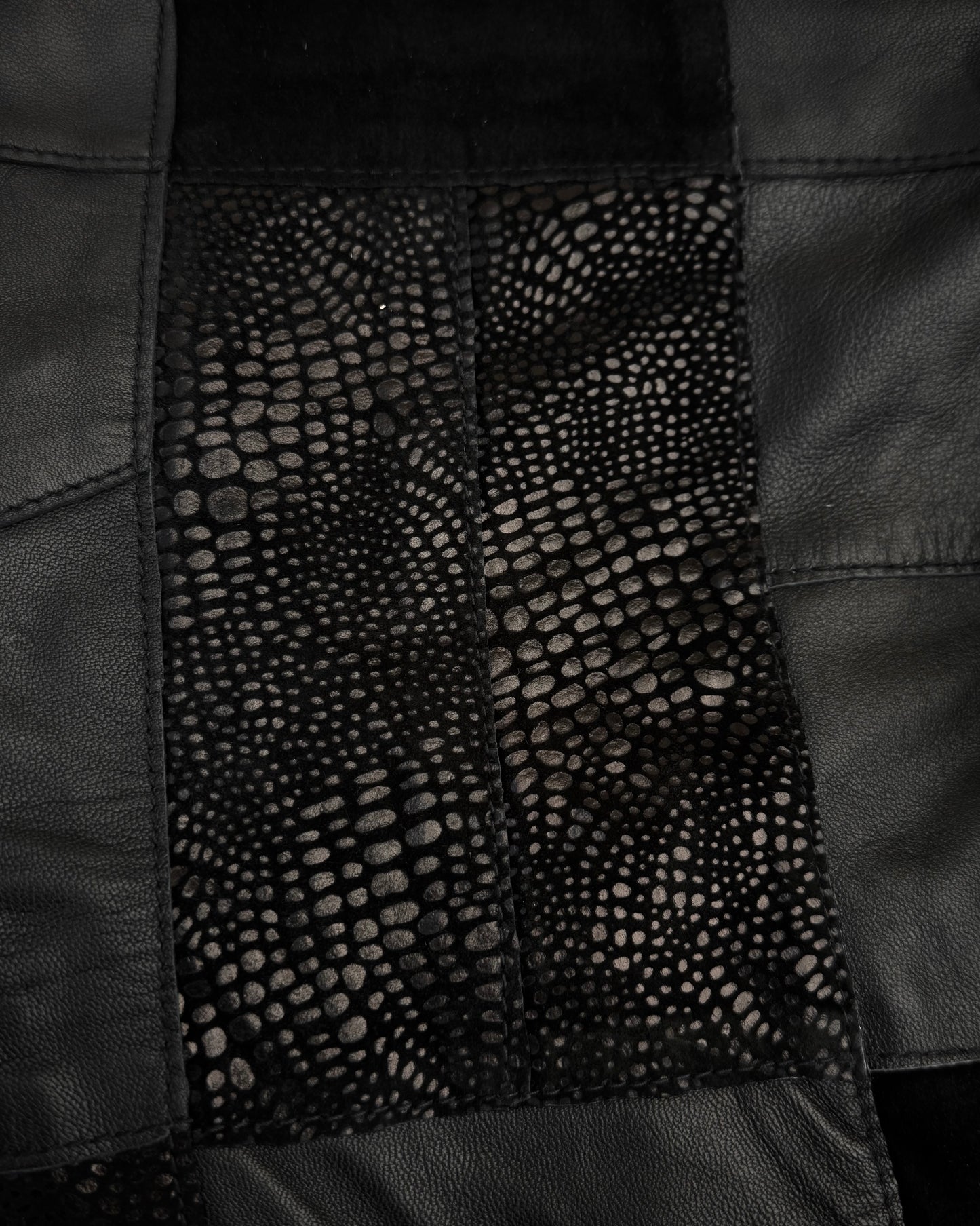 Patrick Cox Flared Textured Leather Patchwork Pants