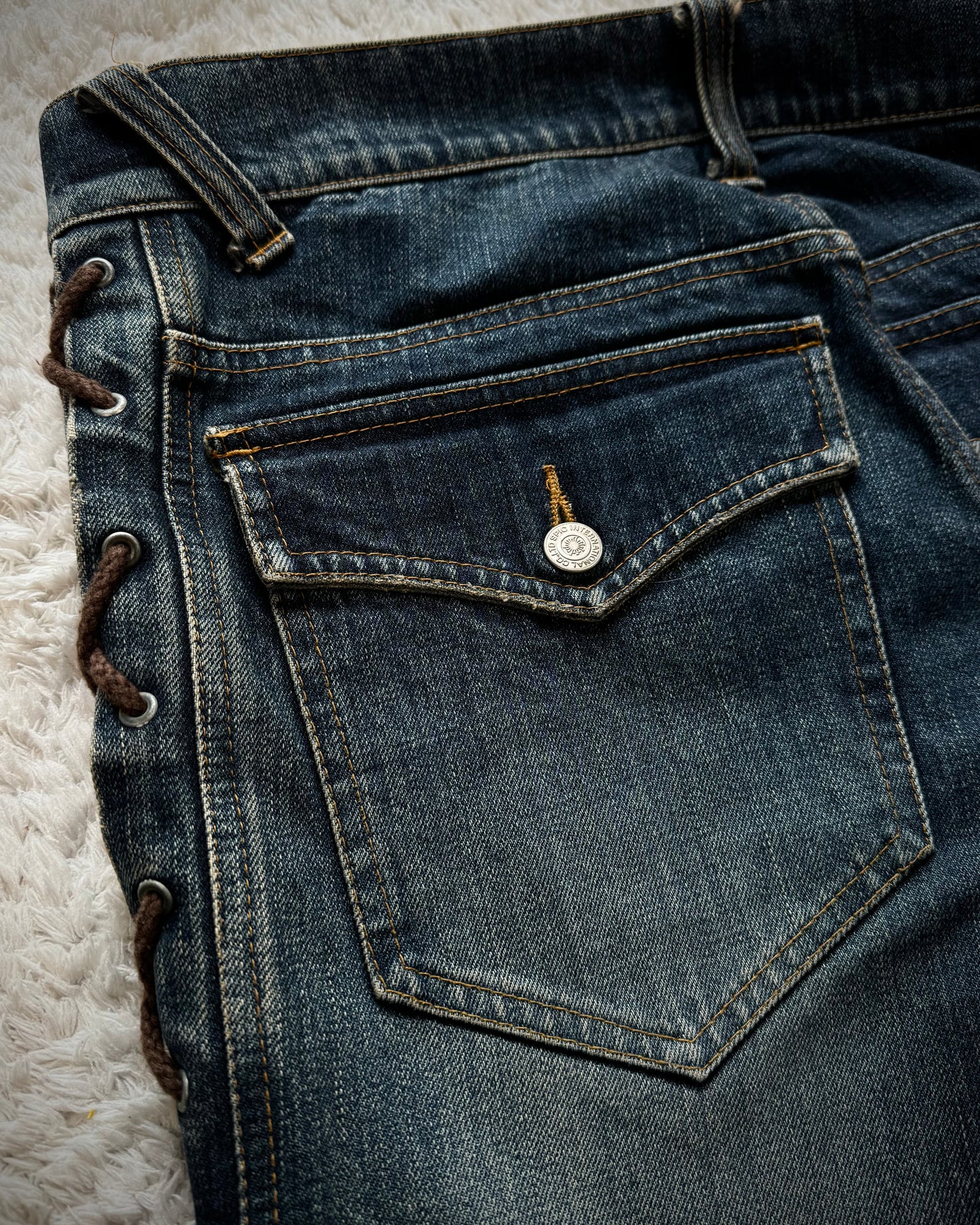 Tornado Mart Spiral Lace Up Flared Jeans