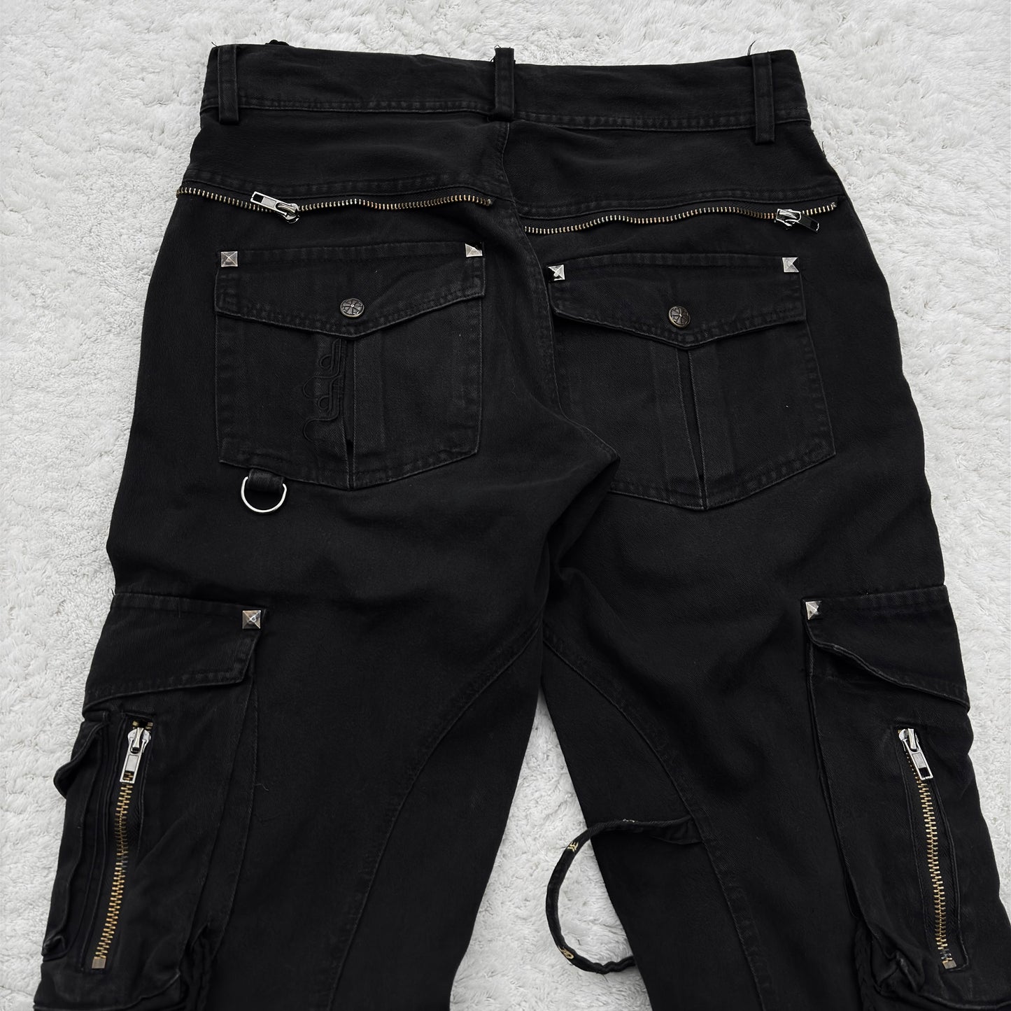Midas Multi-Zippers Chained Bootcut Cargo Pants