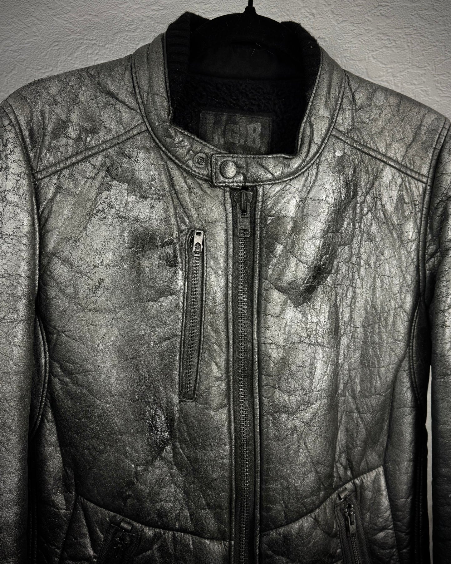 L.G.B. Metallic Deerskin Leather Rider Jacket