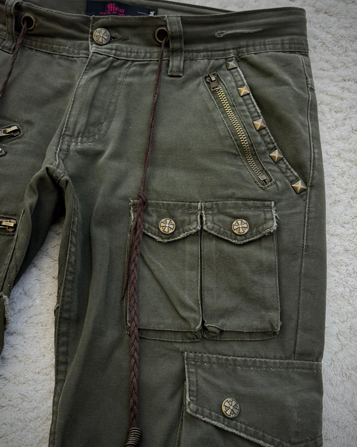 Midas Military Studded Laced Flared Cargo Pants