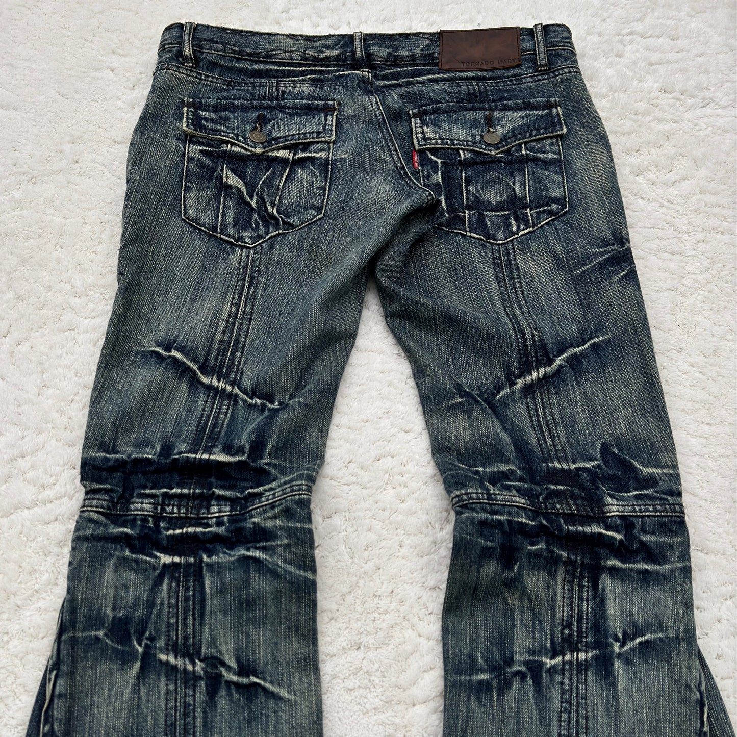 Tornado Mart Button Up Panel Zipper Flared Jeans