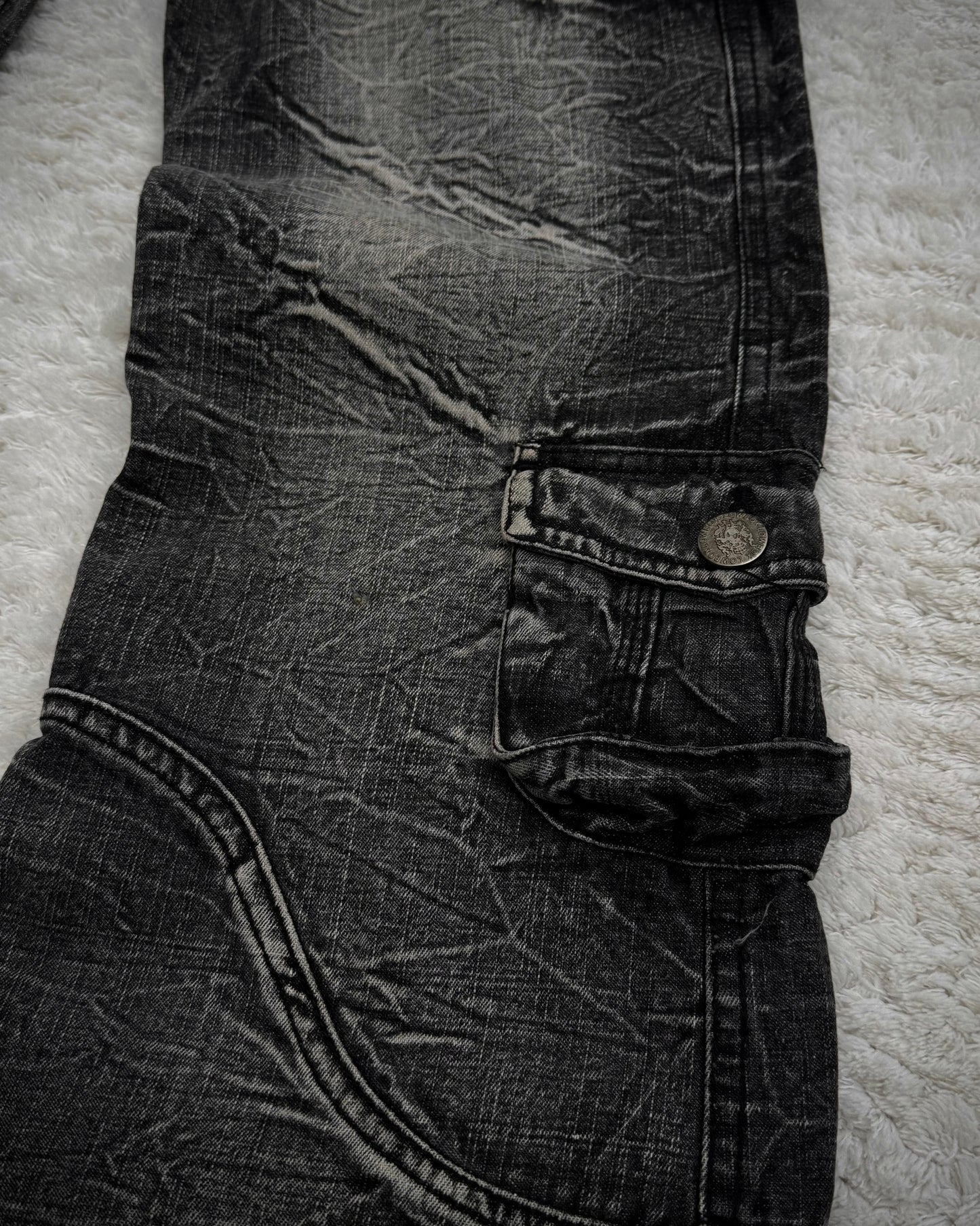 Lowbox Heavy Washed Flared Cargo Pants