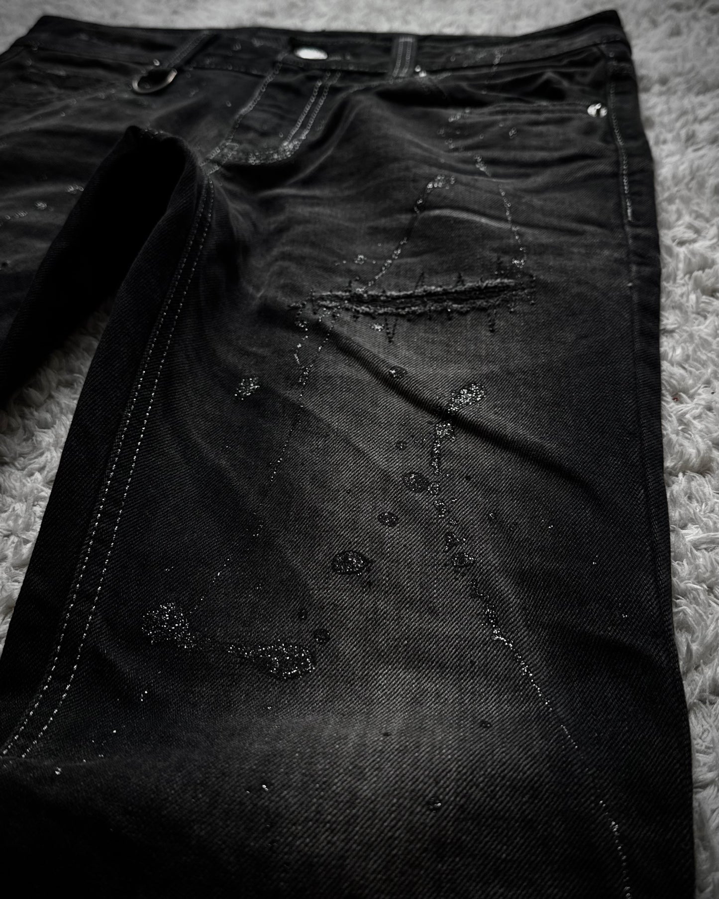 Lagust Silver Splatter Chained Bootcut Jeans