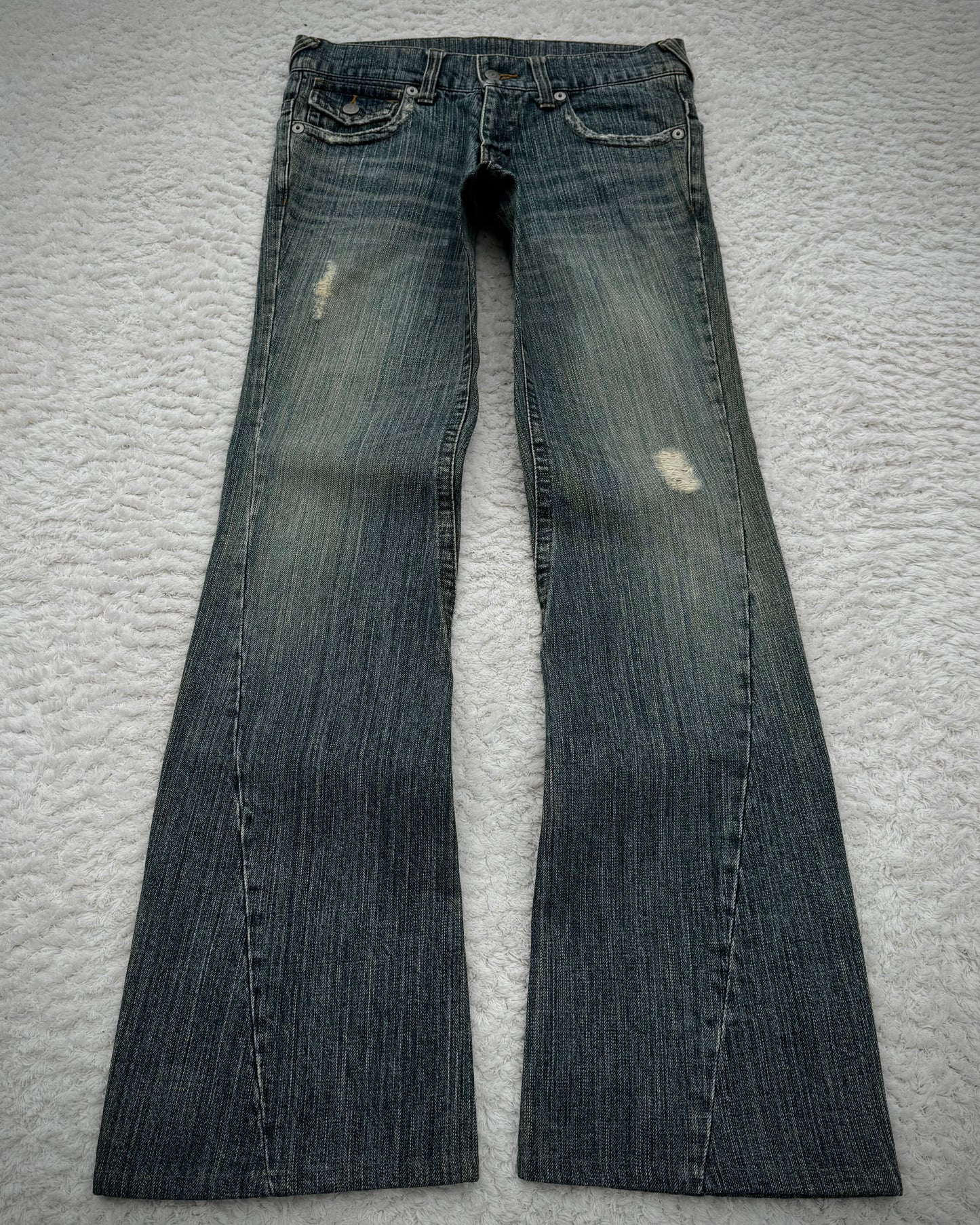 Tornado Mart Western Mud Washed Spiral Flared Jeans