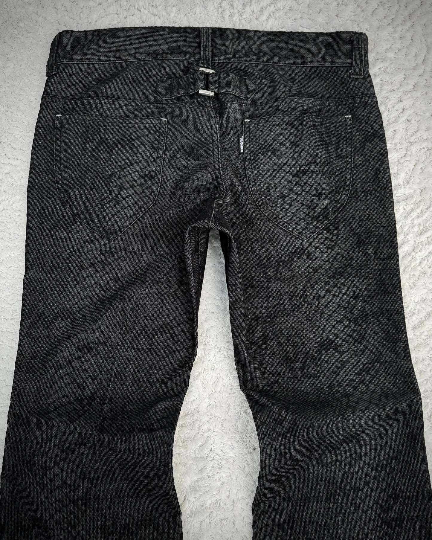 Tornado Mart Snakeskin Shadow Pattern Flared Pants