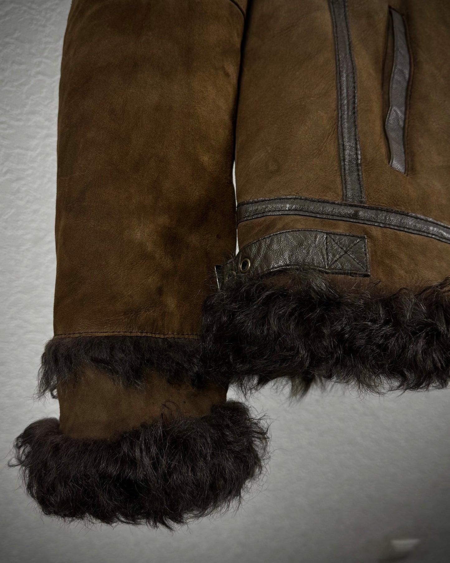 Lamb Fur Lined Vintage Leather Jacket