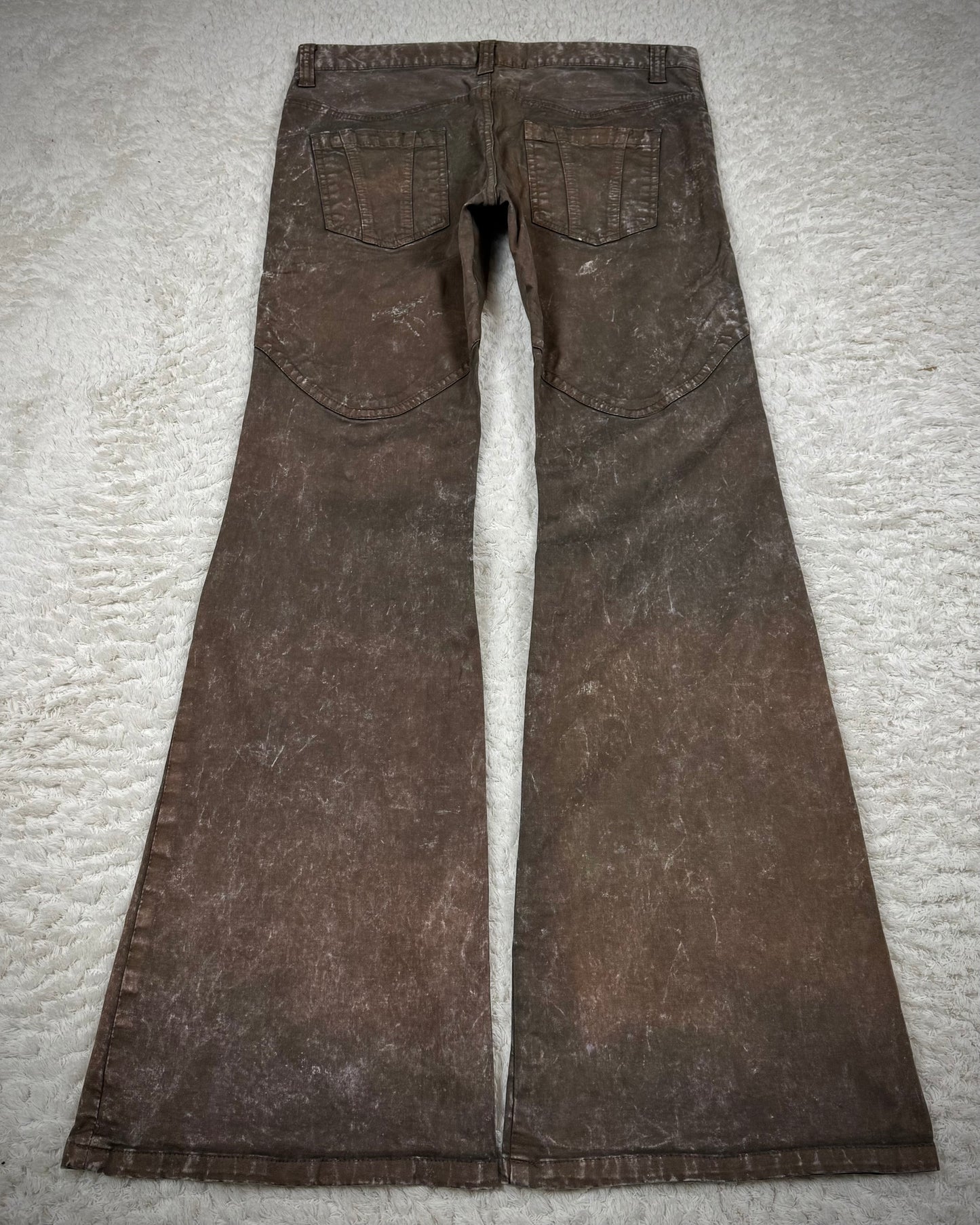 Semantic Design Textured Panel Construction Flared Jeans
