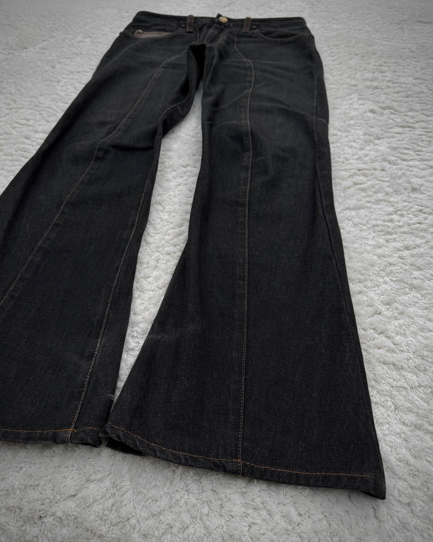 Obelisk Leather Detailed Bootcut Denim