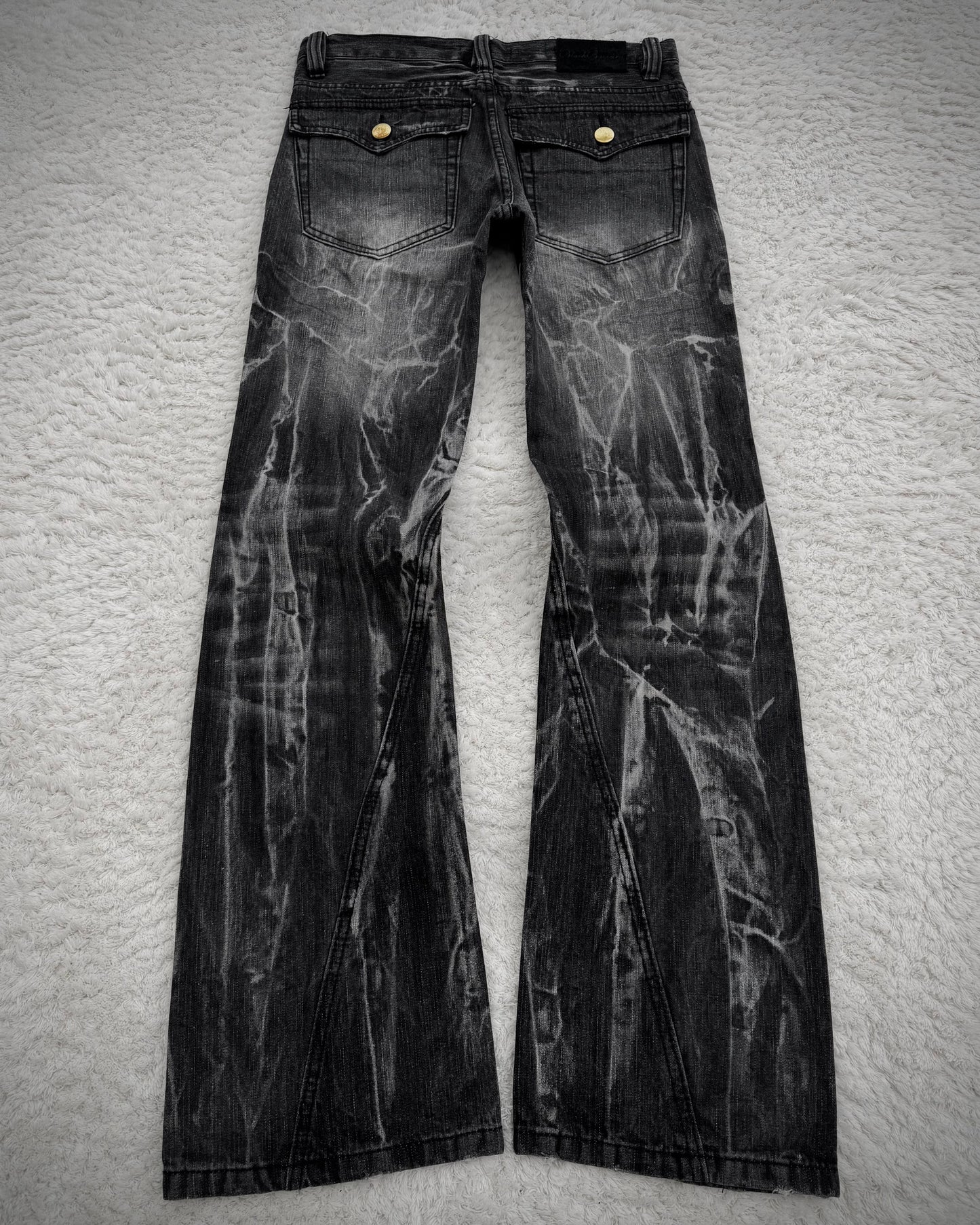 Black Baccara Pierced Shatter Washed Bootcut Jeans