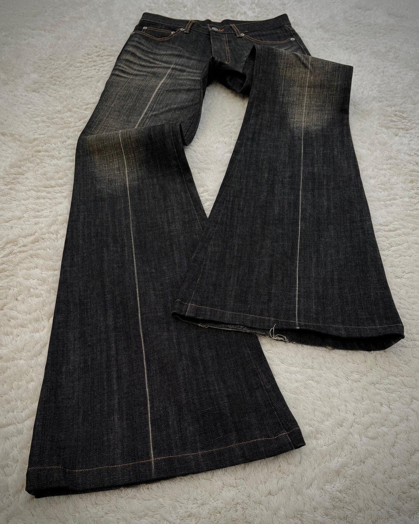 Tornado Mart Mud Claw Marks Washed Bell Bottom Flared Jeans