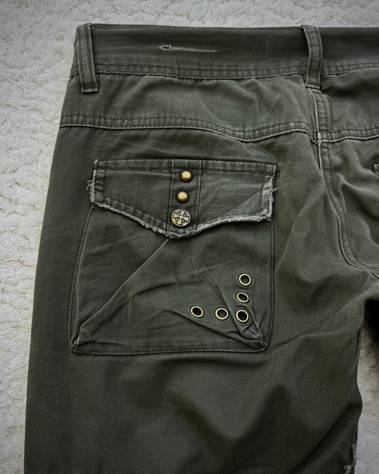 Midas Military Studded Laced Flared Cargo Pants