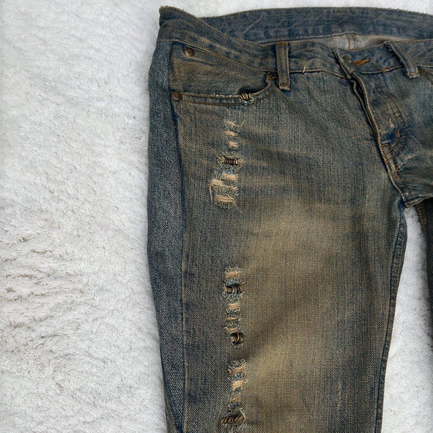 IfSixWasNine Mud Max Bell Bottom Pierced Flared Jeans