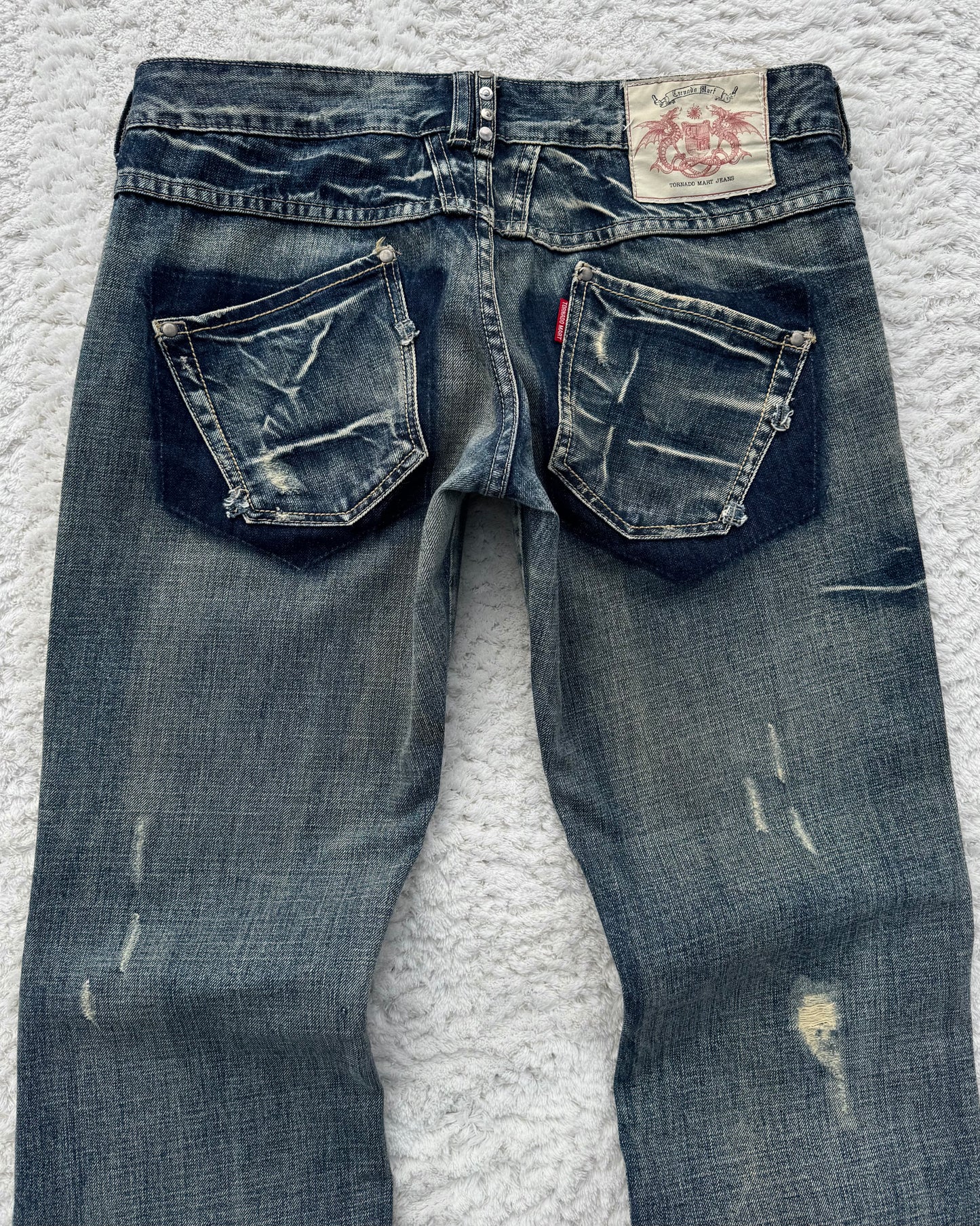 Tornado Mart Studded Straps Flared Jeans
