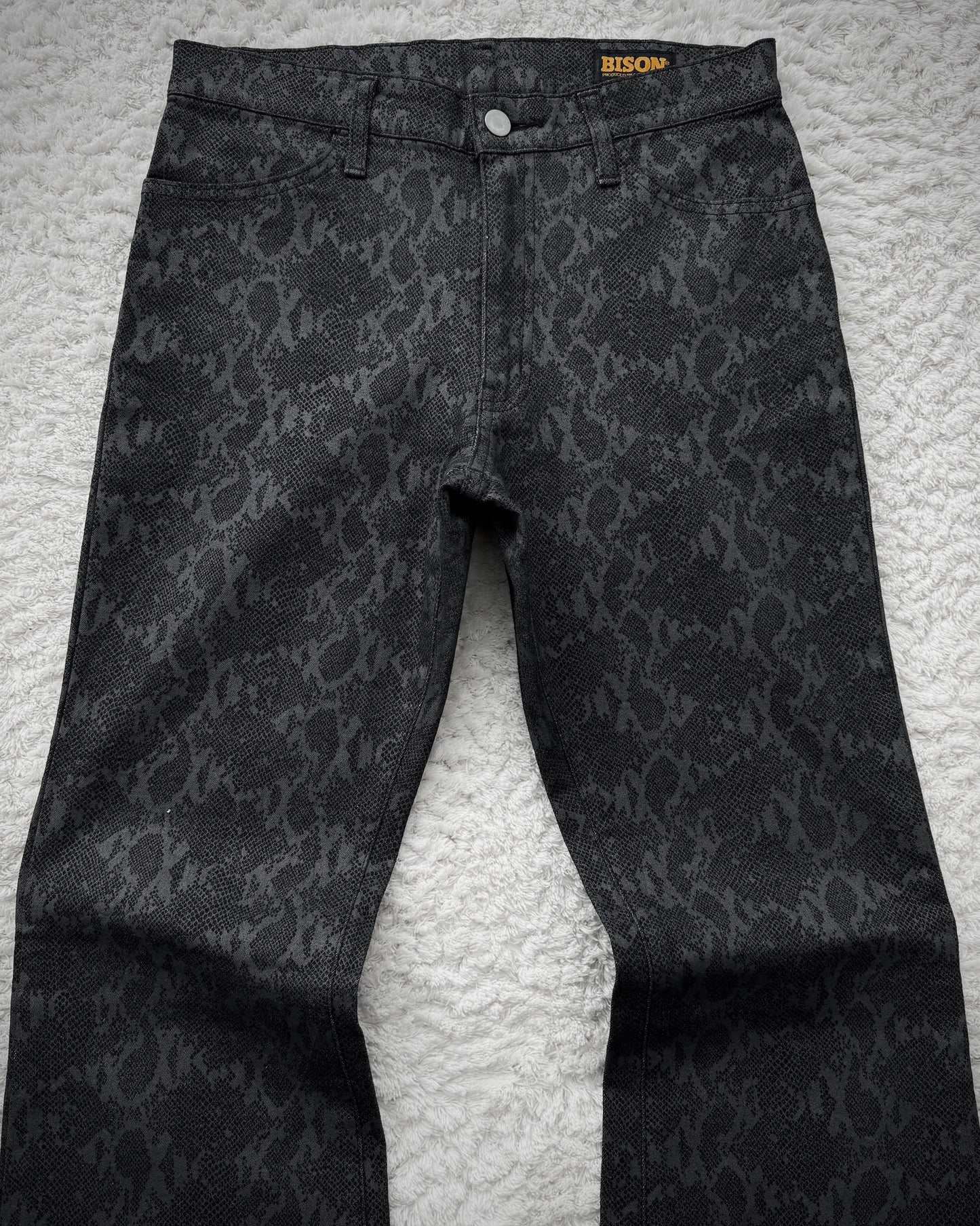 Bison Snakeskin Pattern Flared Pants