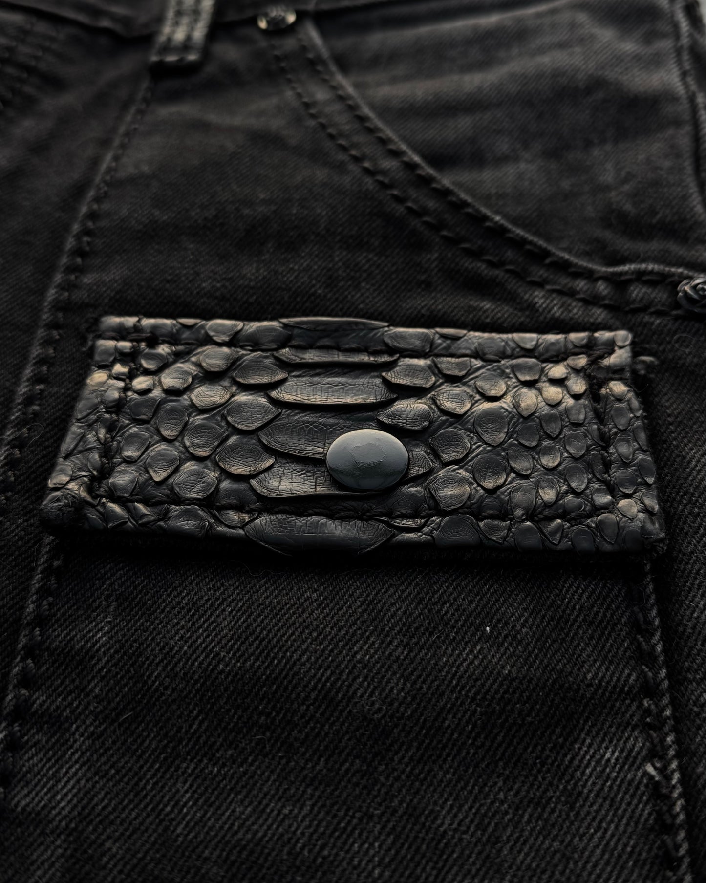 Fuga Snakeskin Detailed Slim Bootcut Jeans