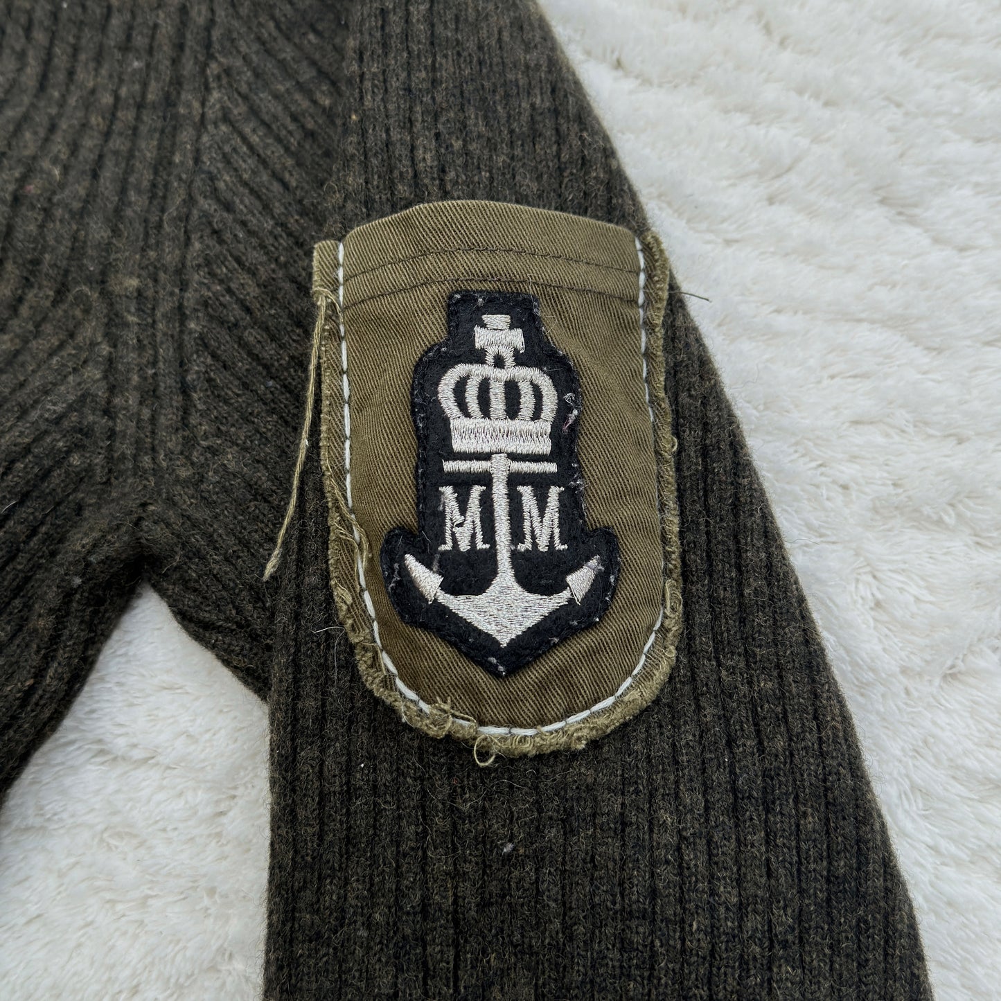 Semantic Design Shoulder Padded Ribbed Knit Sweater