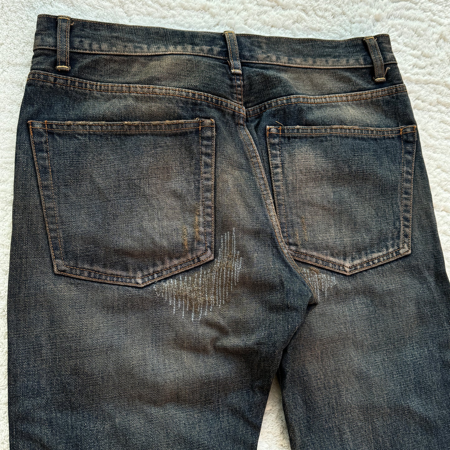 Slow Life Boro Distressing Mud Wash Bootcut Denim