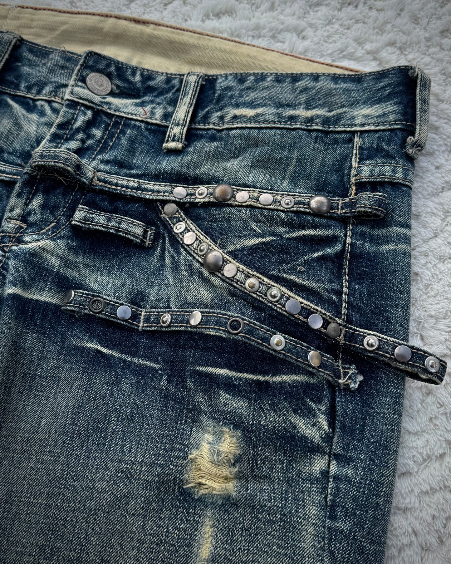 Tornado Mart Studded Straps Flared Jeans