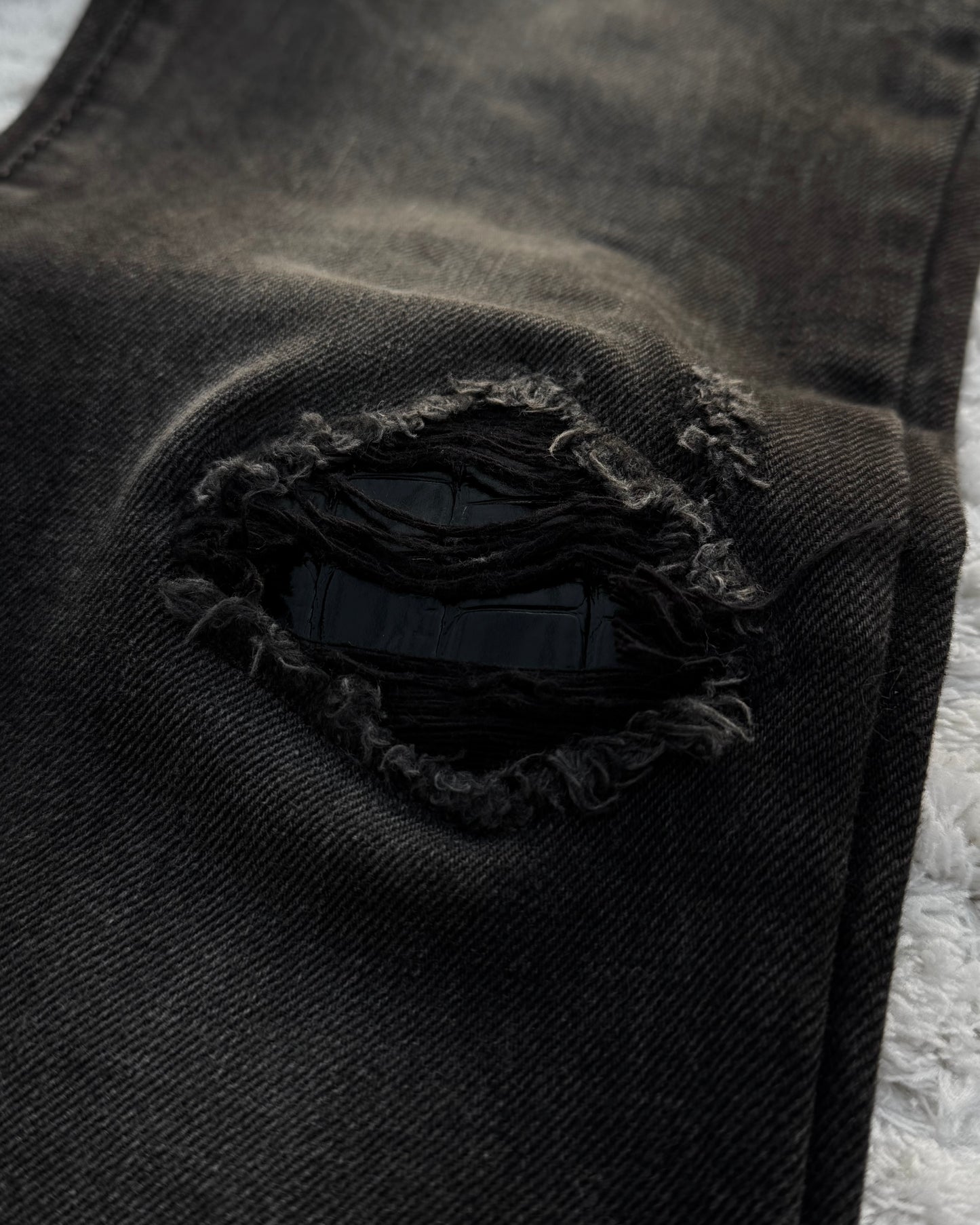 Fuga Snakeskin Detailed Slim Bootcut Jeans