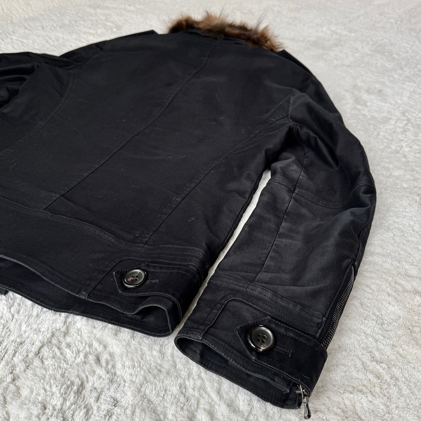 Shellac Dual Zipper Button-Up Fur Jacket
