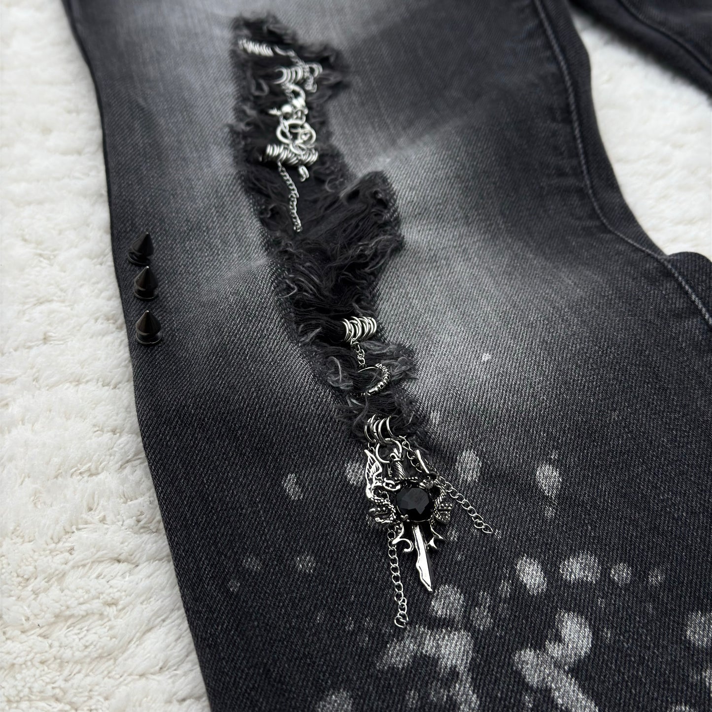 Fuga Pierced & Studded Bootcut Jeans