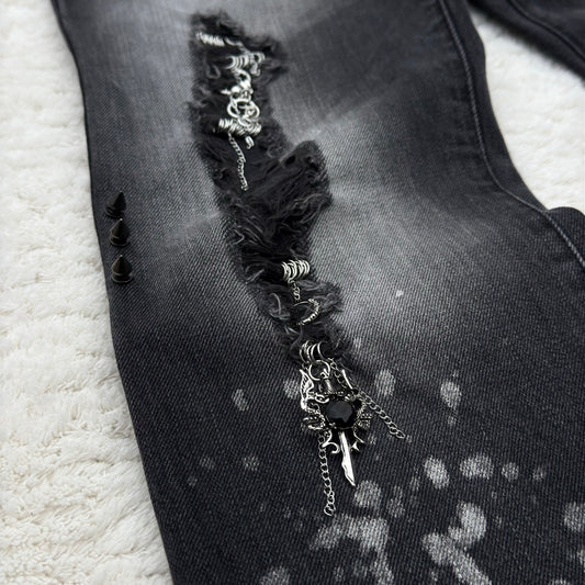 Fuga Pierced & Studded Bootcut Jeans