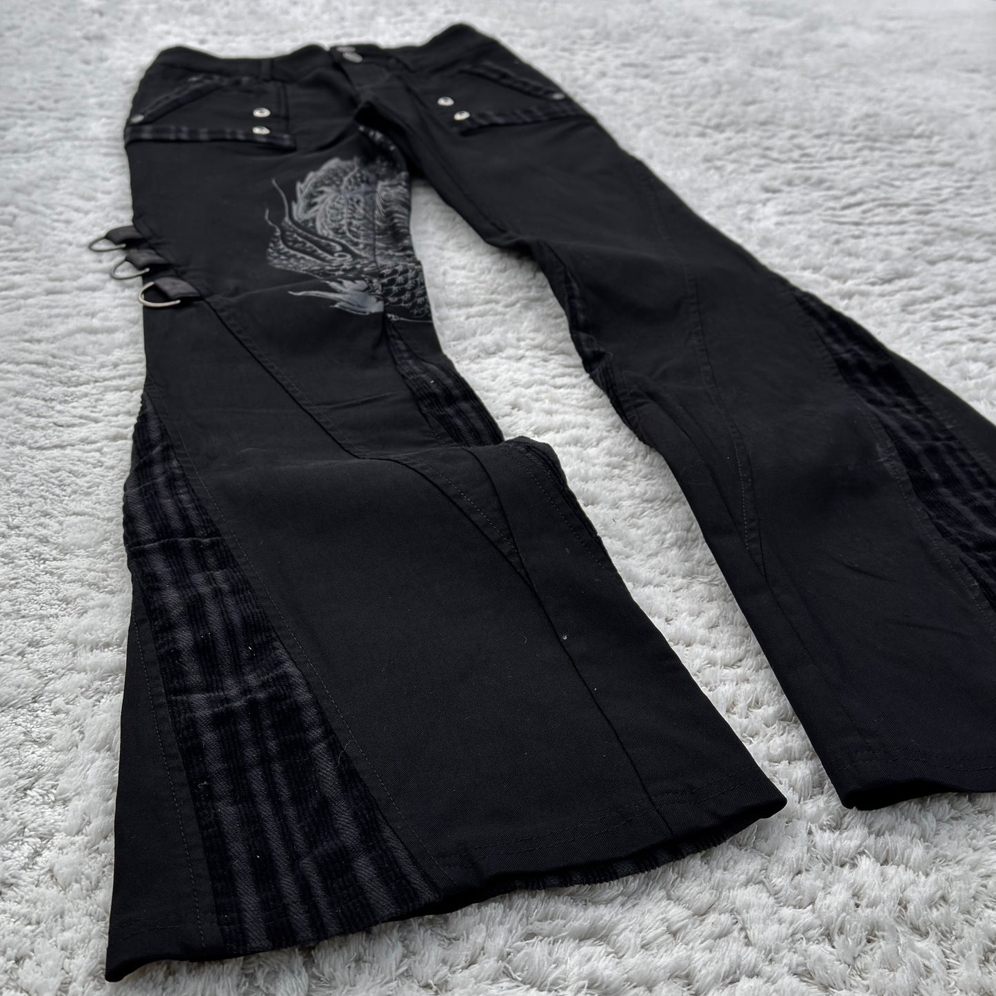 Ozz Croce Dragon Print Flared Pants