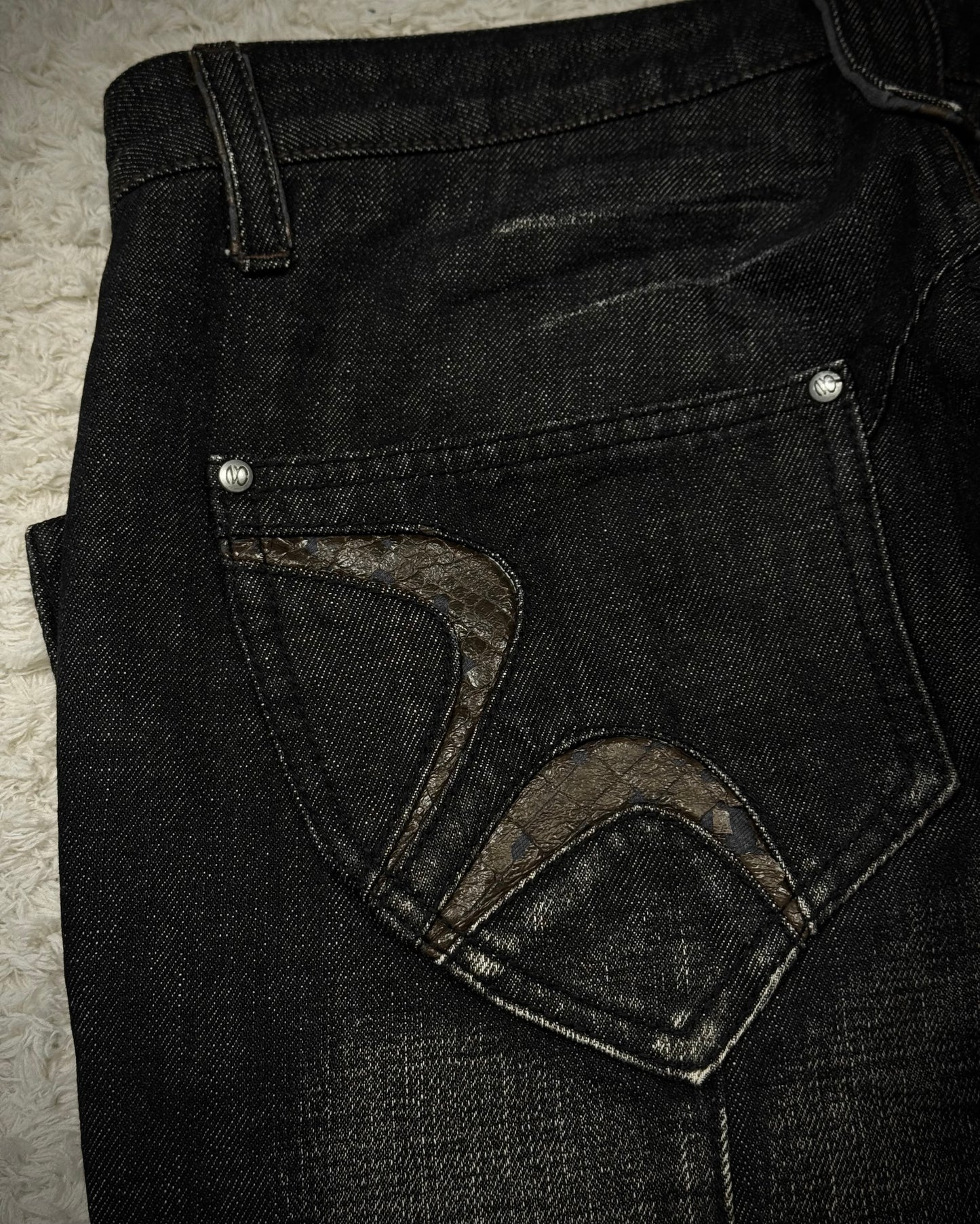 Nicole Club Clawmarks Washed Python Detailed Bootcut Jeans