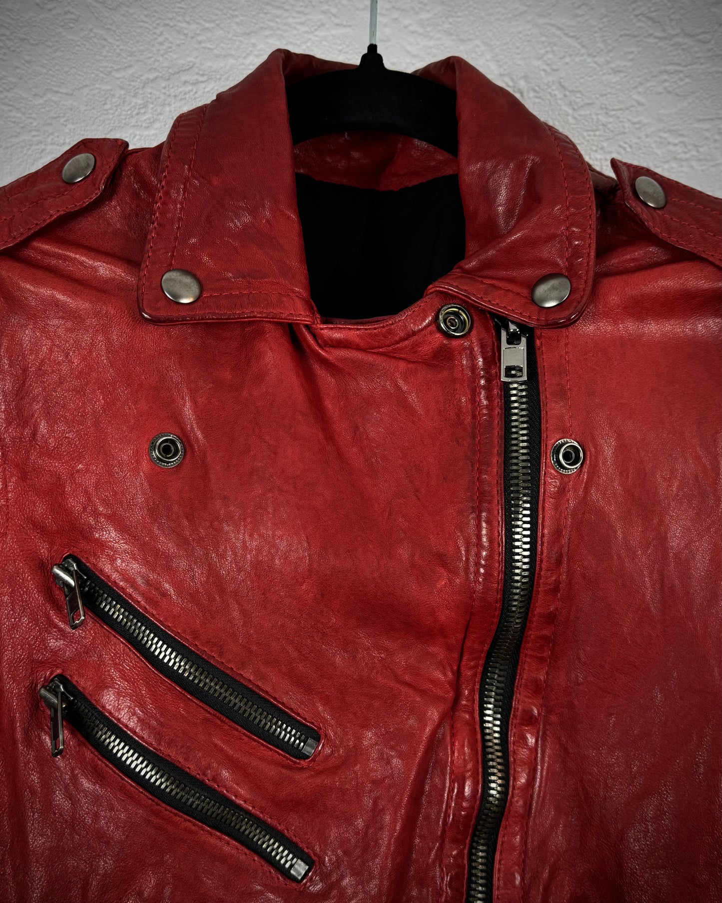 Blood Quilted Leather Biker Jacket