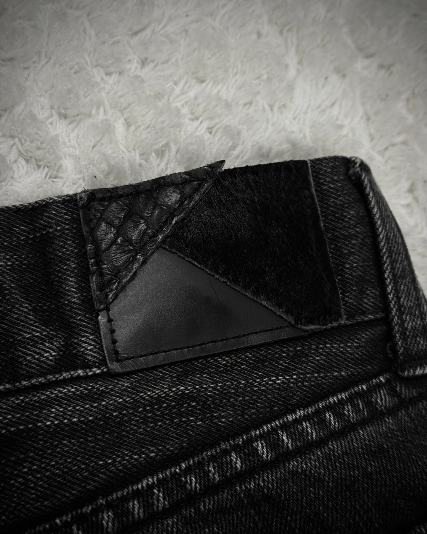 Fuga Charcoal Washed Distressed Flared Jeans