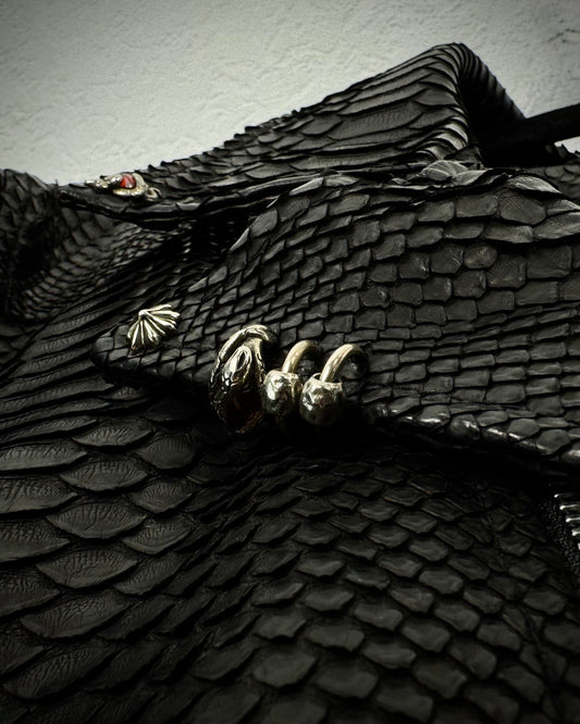 14th Addiction “Ten Pythons” Pierced Leather Rider Jacket
