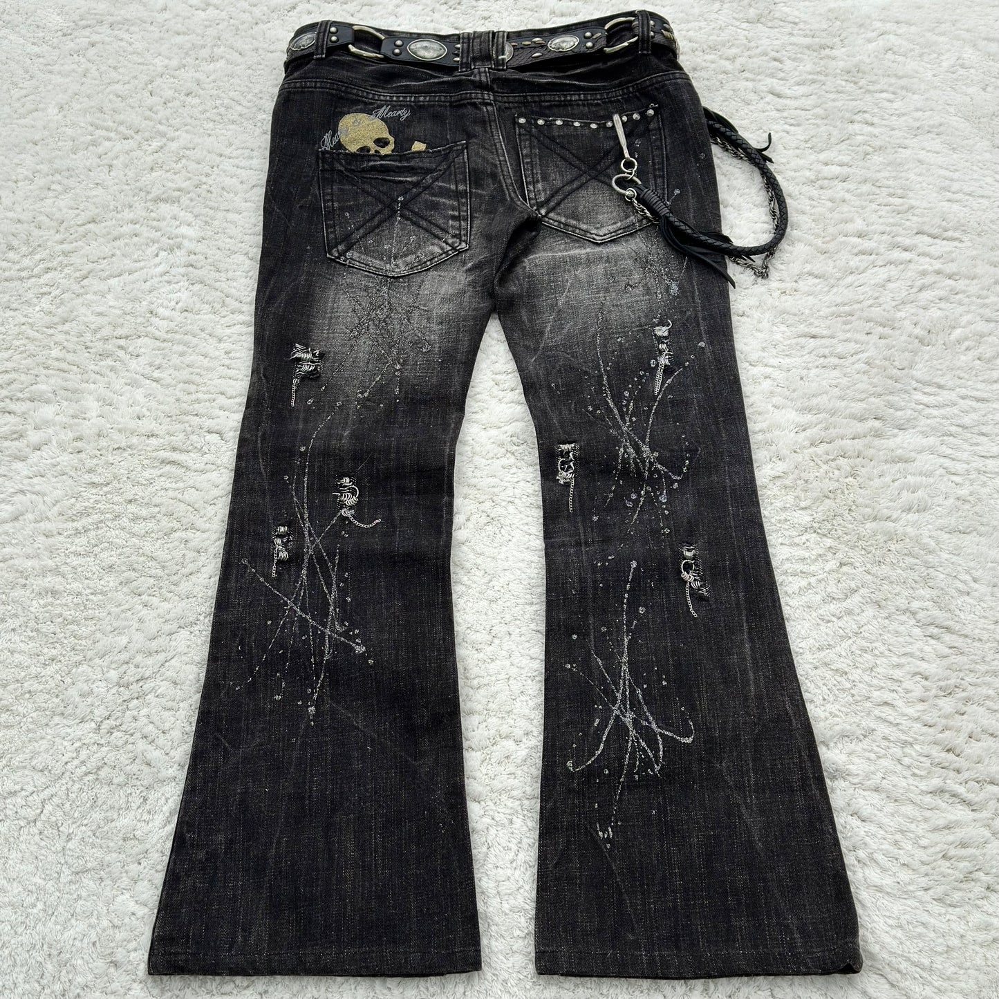 Glad News Pierced Glitter Strokes Flared Jeans
