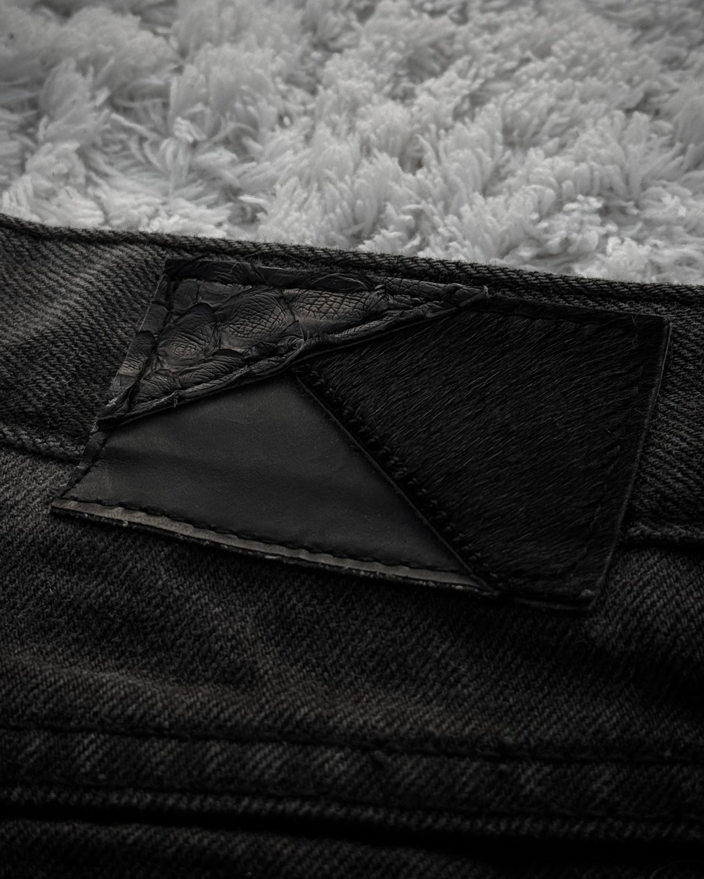 Fuga Croco Repaired Distressed Bootcut Jeans