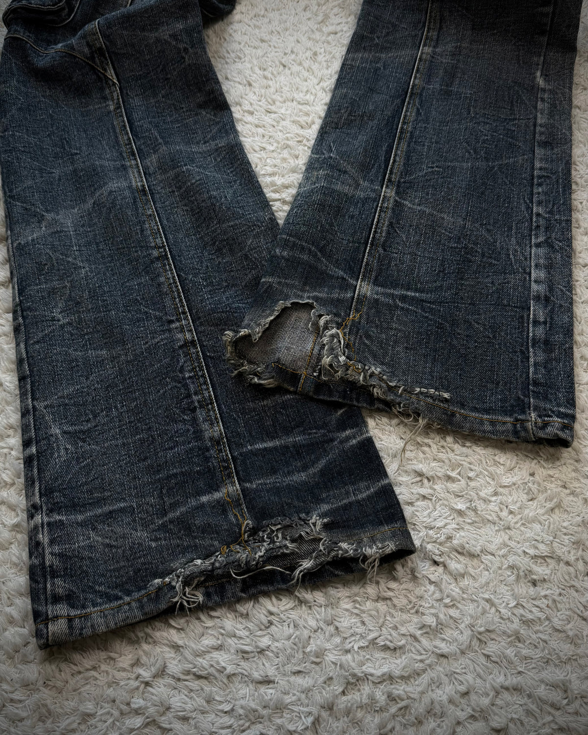 Lowbox Double Waisted Lace Up Clawmarks Flared Jeans