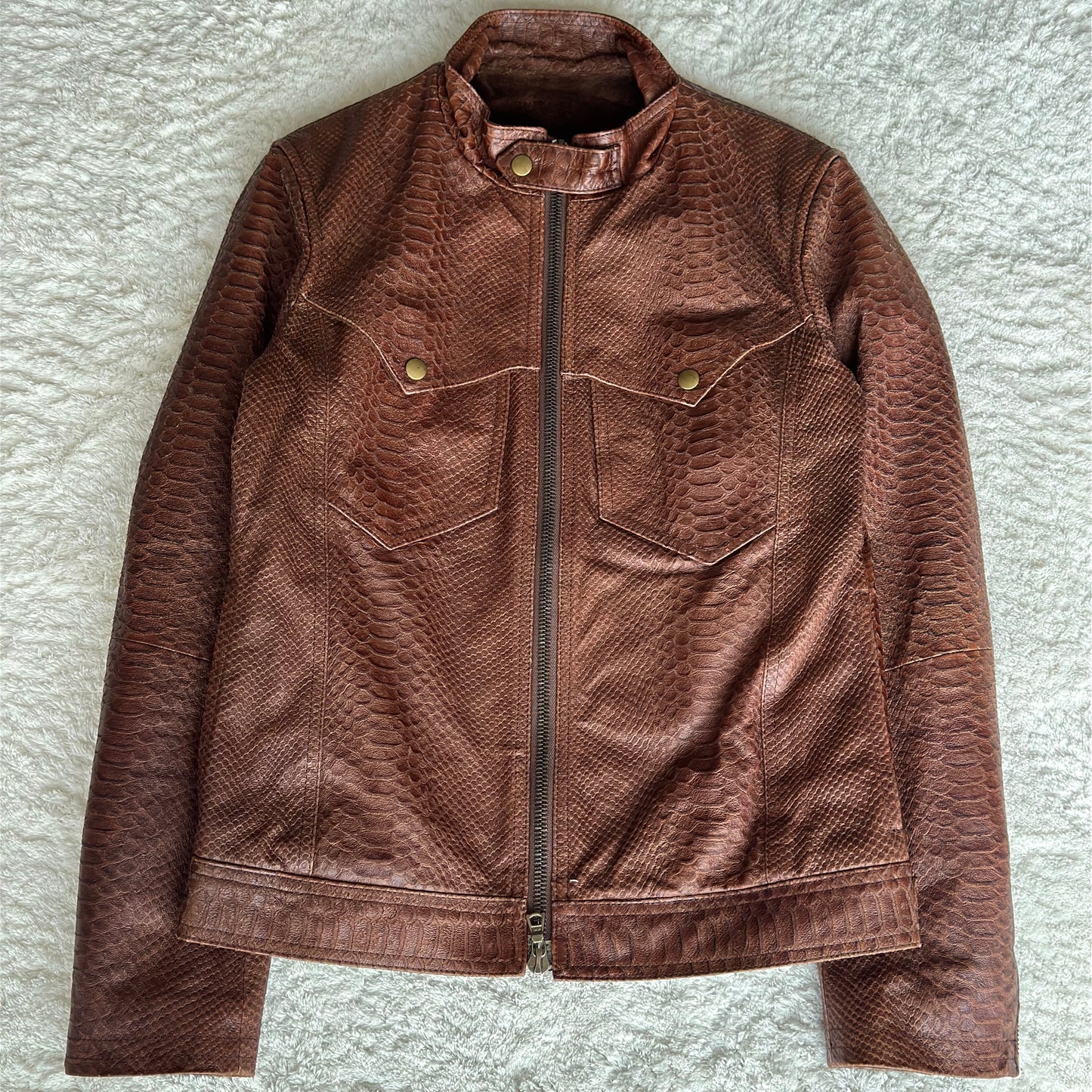 Tornado Mart Crocodile Pattern Pigskin Leather Jacket