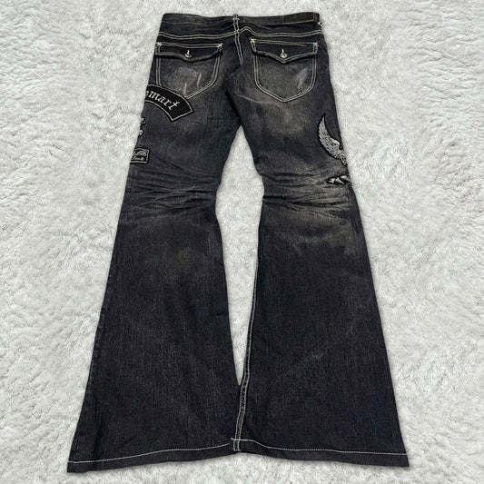Tornado Mart Patches Flared Jeans