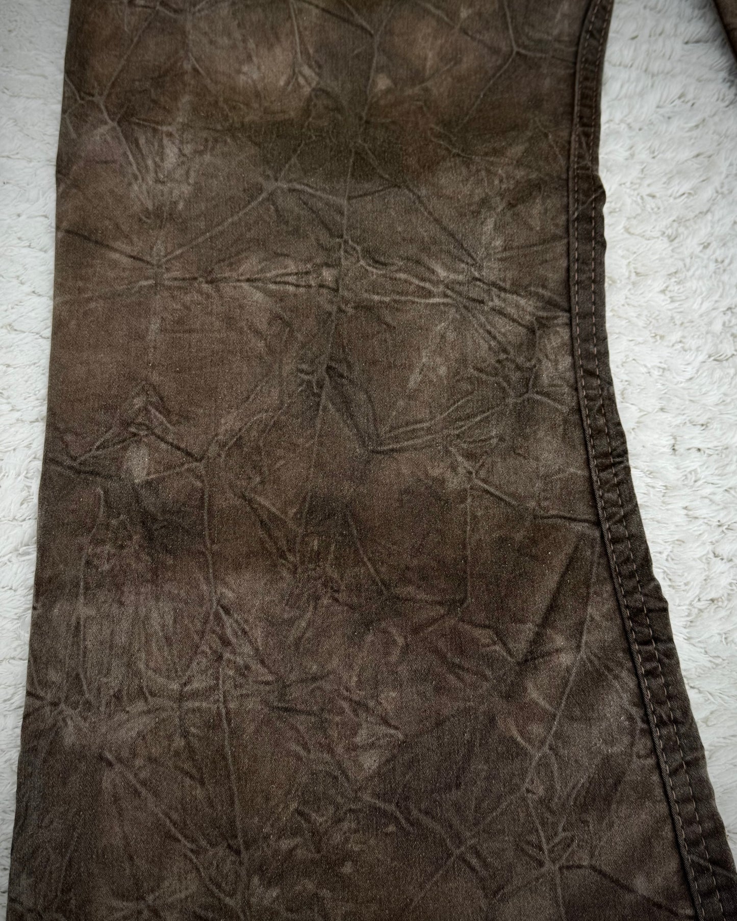 Tornado Mart Wood Textured Lace Up Flared Pants